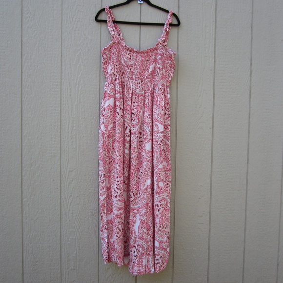 Calvin Klein Dresses Size 14 Burgundy Smocked‎ Slip Floral Flowy Summer Beach - Picture 1 of 14